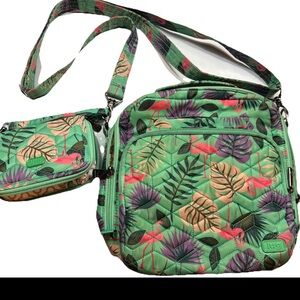 LUG Ranger Rodeo crossbody purse & wallet SET pink Flamingo mint green tropical